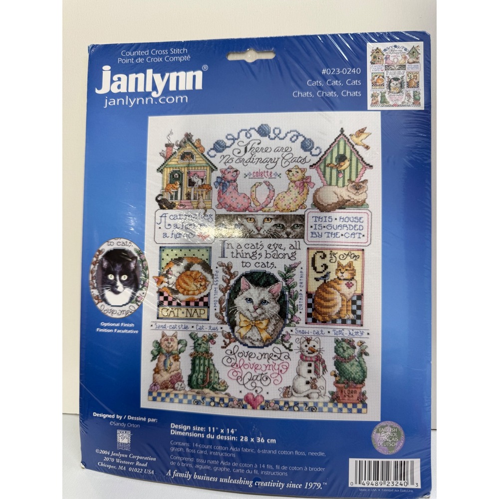 Janlynn Cats Cats Cats Counted Cross Stitch Kit 023-0240 Sandy Orton 11x14 NEW